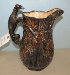 Vintag Painted Glazed Pottery Pitcher