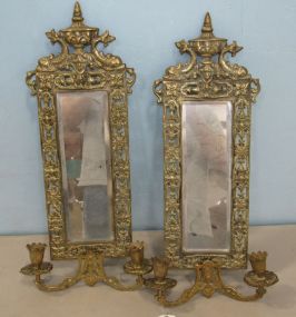 Pair of Ornate Brass Wall Sconces