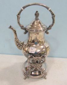 Ornate Silver Plate Coffee Pot on Stand