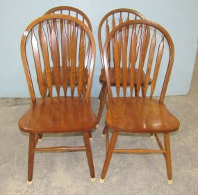 Modern Oak Finish Windsor Style Dining Chairs