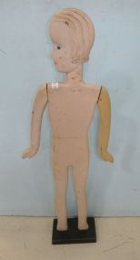 Tall Wood Paper Doll Figure on Srtand