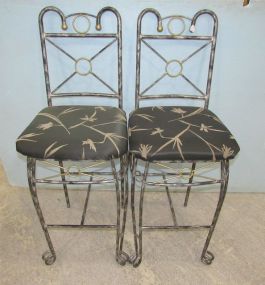 Pair of Modern Metal Bar Stool Chairs