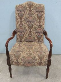 Upholstered Cherry Arm Chair