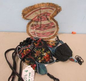 Black Beaded Purse, French Woven Handbag