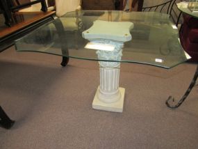Glass Top Ceramic Pedestal Table