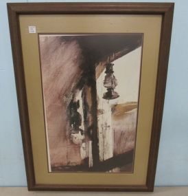 Framed Matted Print of Lantern on Porch