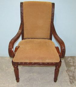 Modern Carved Mahogany Arm Chair