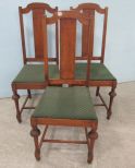 Three Oak T Back Side Chairs