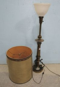 Vintage Brass Milk Glass Shade Table Lamp