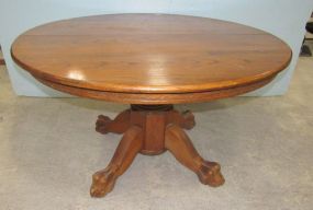 Vintage Oak Pedestal Claw Foot Table