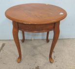 Round Oak Finish Lamp Table