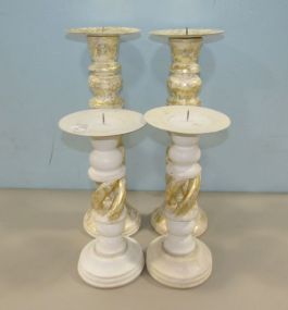 Four Gold Painted Distressed Candle Holders