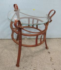 Brown Metal Top Side Table