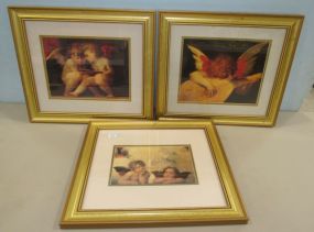 Three Gold Framed Cherub Prints