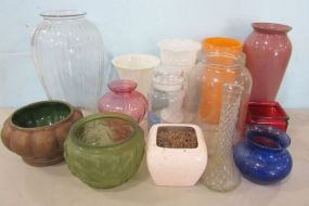 Group of Glass Planter Vases and Bowls