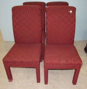 Four Upholstered Maroon Side Chairs