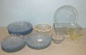 Hobnail Glass Plates, Bowls, and Etched Plates