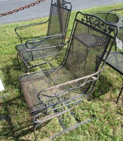 Pair of Black Metal Rocking Chairs