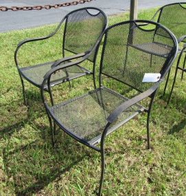 Pair of Metal Mesh Seat Patio Chairs