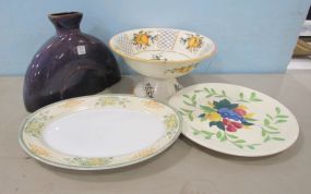 Compote, Serving Dish, and Pottery Vase