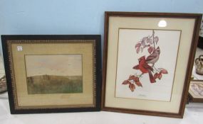 Framed Landscape Print and Cardinal Print Artist Signed