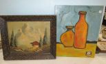 Landscape Giclee Framed Print, Oil on Canvas Jars