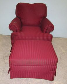 Laz-z-Boy Burgundy Striped Chair and Ottoman