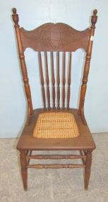 Vintage Pressed Back Oak Side Chair