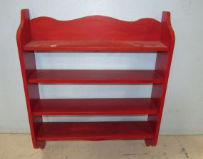 Red Painted Hanging Wall Shelf