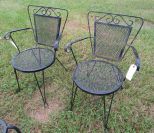 Pair of Black Metal Patio Arm Chairs