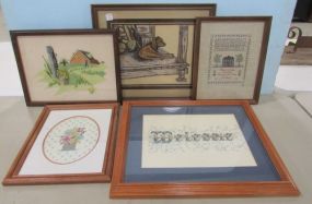 Five Needlework Framed Art