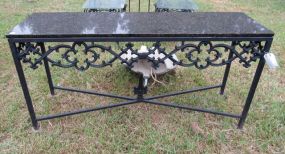 Ornate Metal Marble Top Wall Table