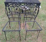 Four Metal Floral Pattern Side Chairs