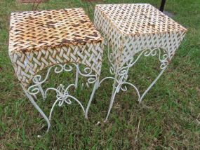Pair of White Metal Side Tables