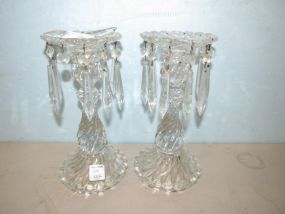 Pair of Swirl Glass Candle Holders