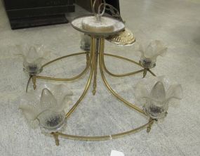 Round Brass Glass Light Fixture