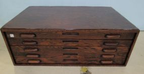 Vintage Oak Five Drawer Map Cabinet