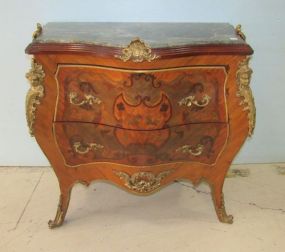 French Reproduction Marble Top Bowfront Chest