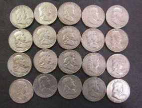 20 Franklin Half Dollar Coins
