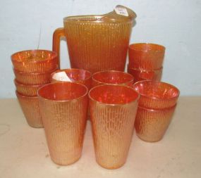 Vintage Orange Pitcher and Tumbler Set