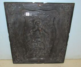 Ornate Iron Lady Figure Fireplace Cover