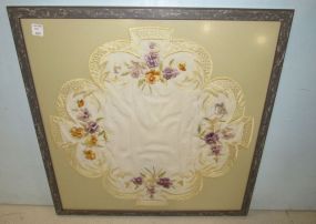 Framed Hand Made Linen Needlework