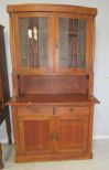 Two Part Leaded Glass Door Cabinet