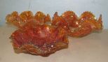 Vintage Crimped Carnival Glass Bowls