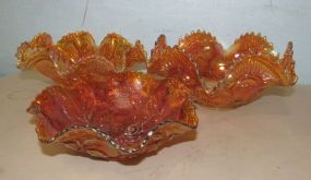 Vintage Crimped Carnival Glass Bowls
