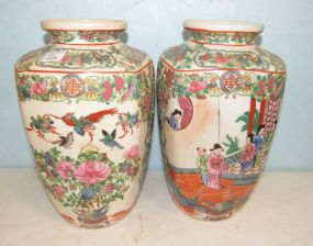Pair of Hand Painted Asian Vases
