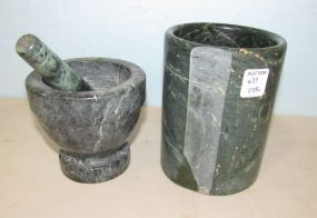 St Croix Brown Polished Marble Jar and Mortar
