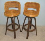 Pair of Swivel Top Bamboo Bar Stools