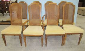 Oak Finish Cane Back Dining Chairs