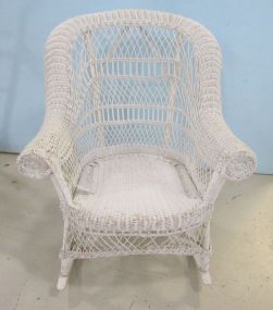 White Painted Wicker Rocker